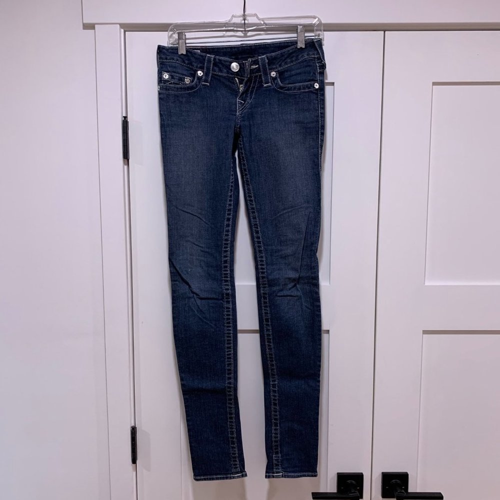 True Religion Women's Skinny Jeans in Dark Blue Denim